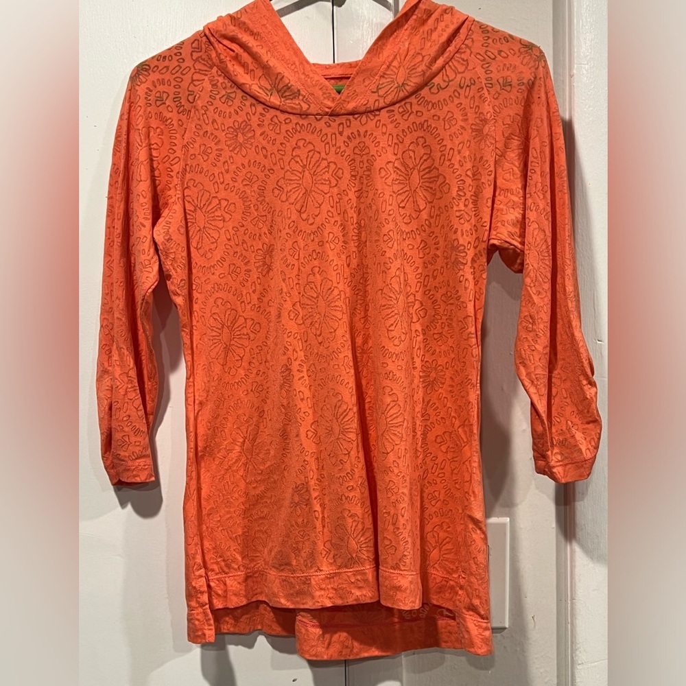 Columbia Orange Floral Print Lightweight Hoodie XS